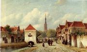 unknow artist European city landscape, street landsacpe, construction, frontstore, building and architecture.070 oil painting on canvas